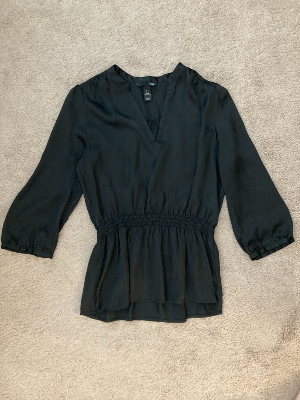 H&M black silky peplum top size 6